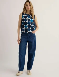 Pure Linen Geometric Print Top