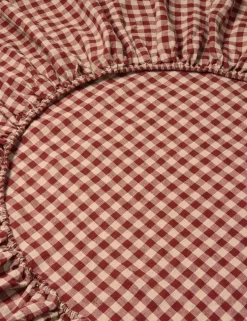 Pure Linen Gingham Fitted Sheet