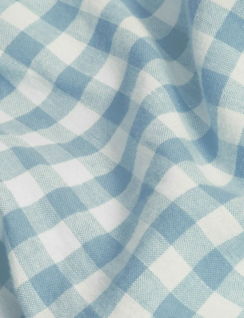 Pure Linen Gingham Fitted Sheet