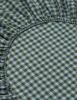 Pure Linen Gingham Fitted Sheet