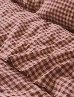 Pure Linen Gingham Flat Sheet