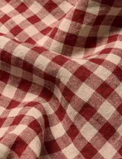 Pure Linen Gingham Flat Sheet