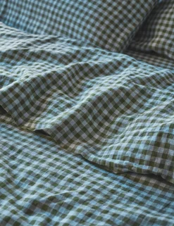 Pure Linen Gingham Flat Sheet
