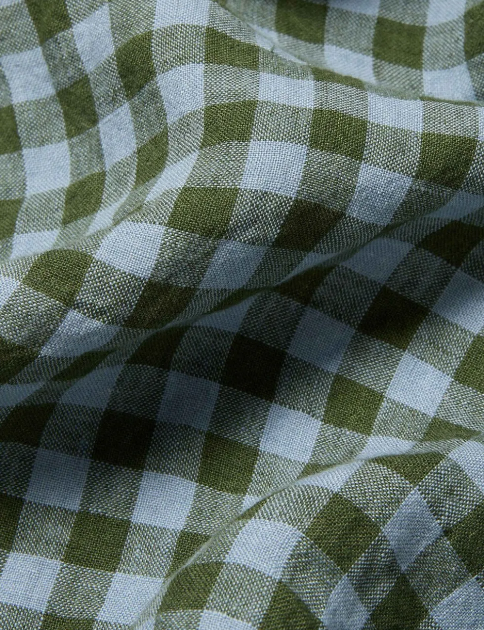 Pure Linen Gingham Flat Sheet