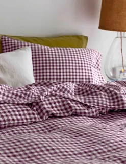 Pure Linen Gingham Flat Sheet