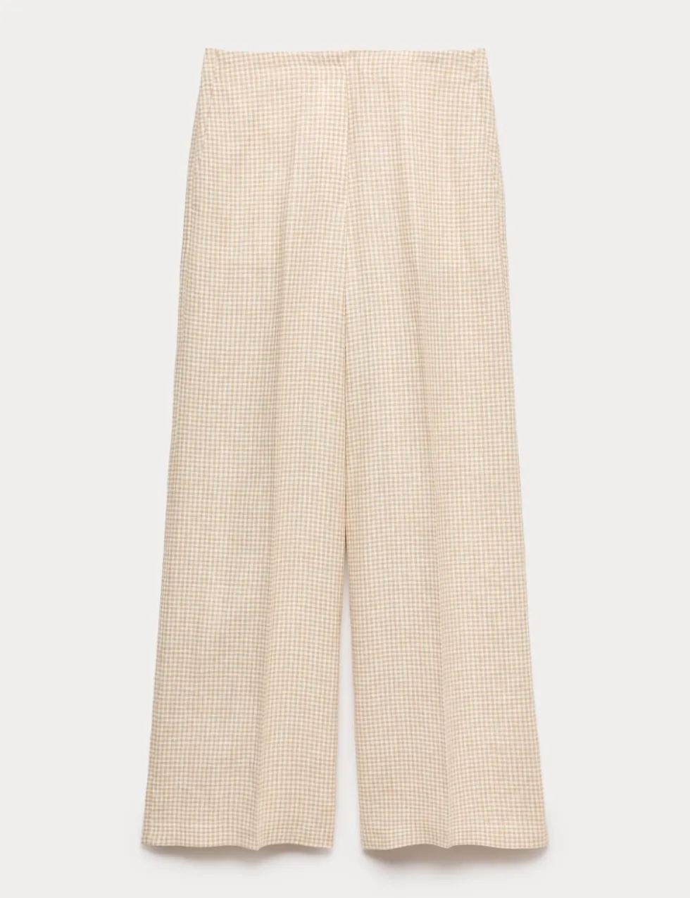 Pure Linen Gingham Wide Leg Trousers