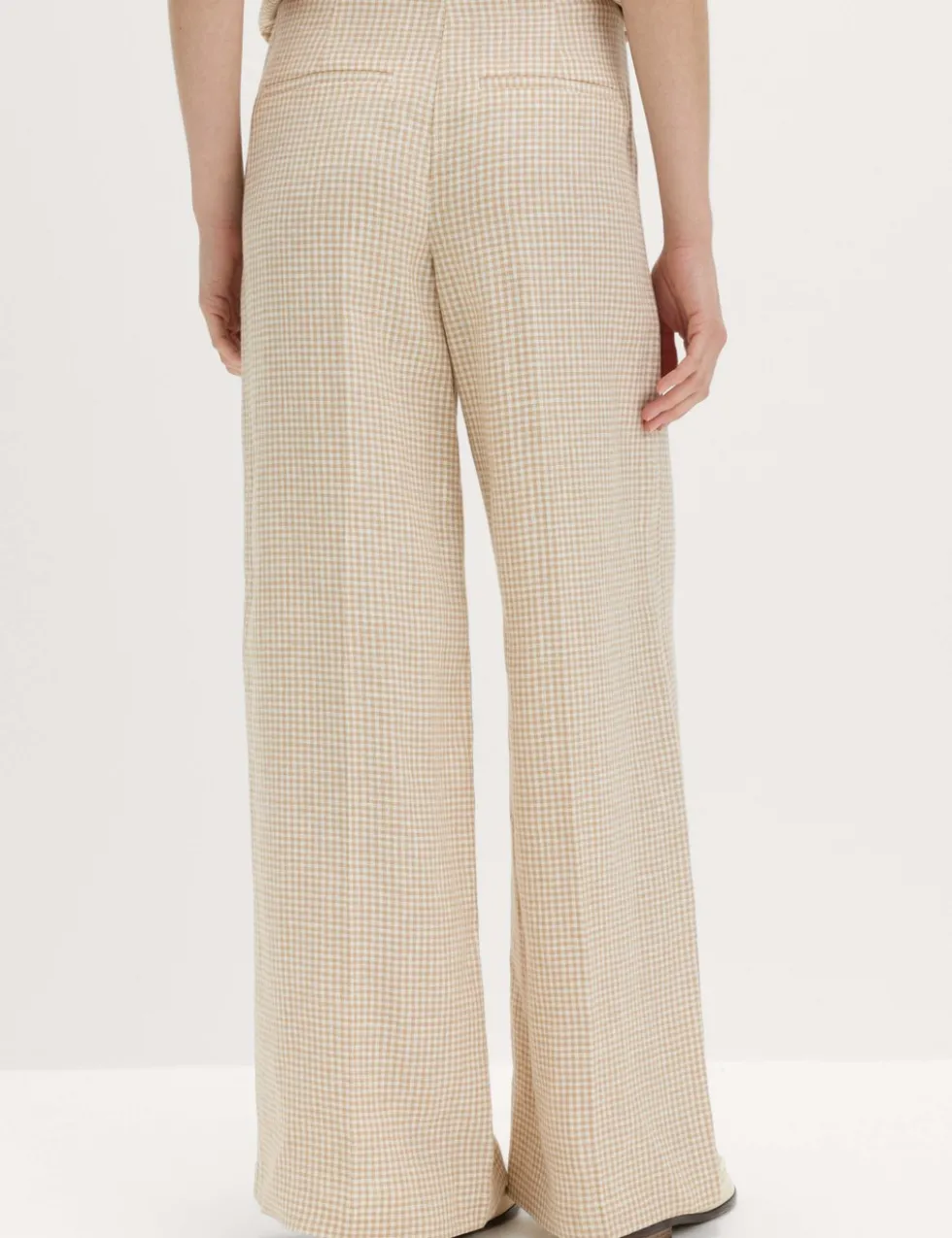 Pure Linen Gingham Wide Leg Trousers