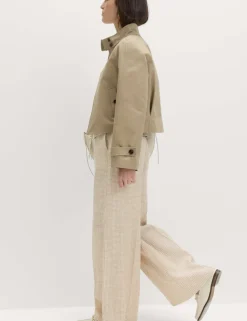 Pure Linen Gingham Wide Leg Trousers