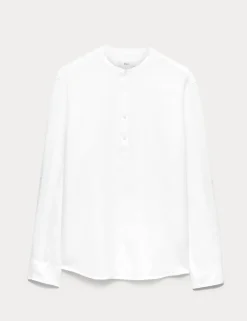 Pure Linen Grandad Collar Shirt