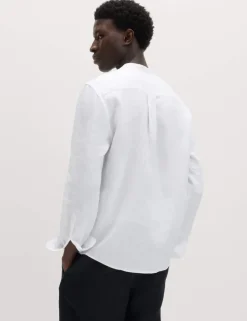 Pure Linen Grandad Collar Shirt