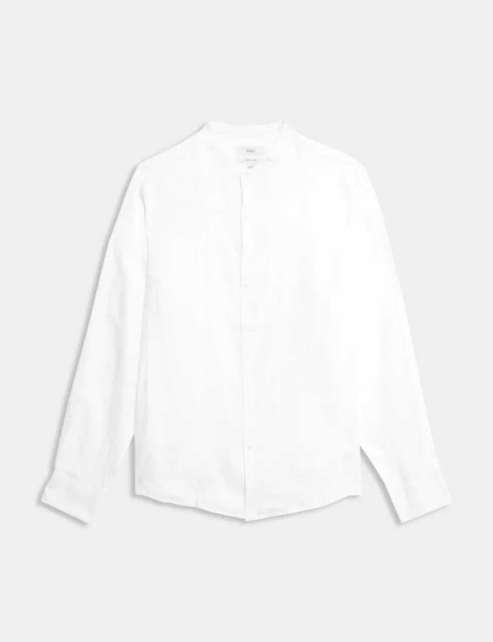 Pure Linen Grandad Collar Shirt