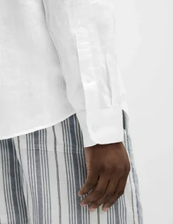 Pure Linen Grandad Collar Shirt