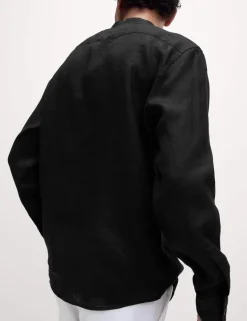 Pure Linen Grandad Collar Shirt