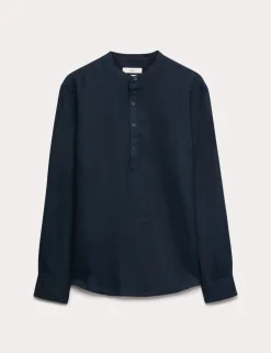Pure Linen Grandad Collar Shirt