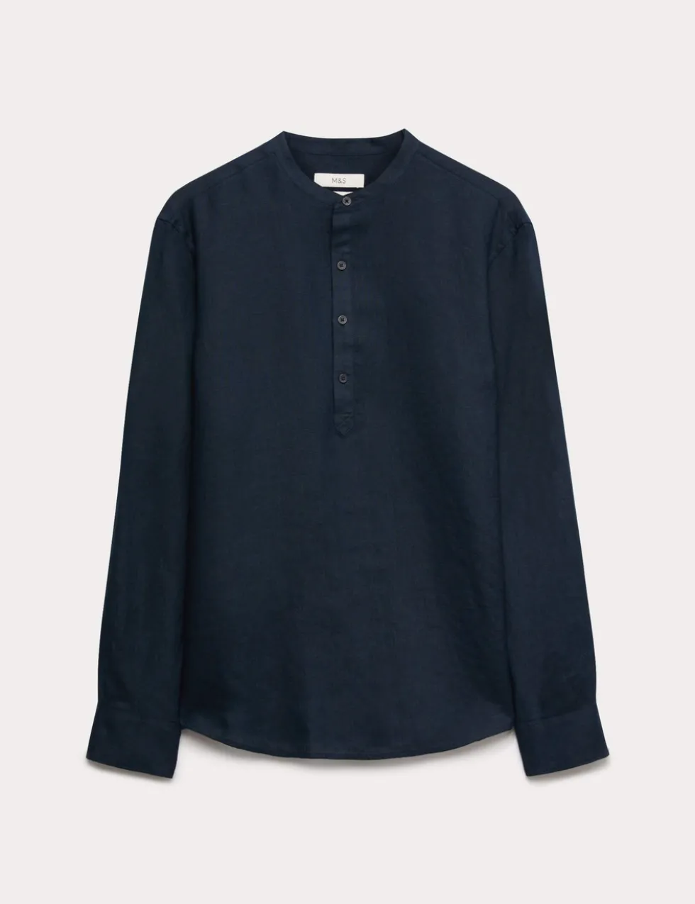 Pure Linen Grandad Collar Shirt