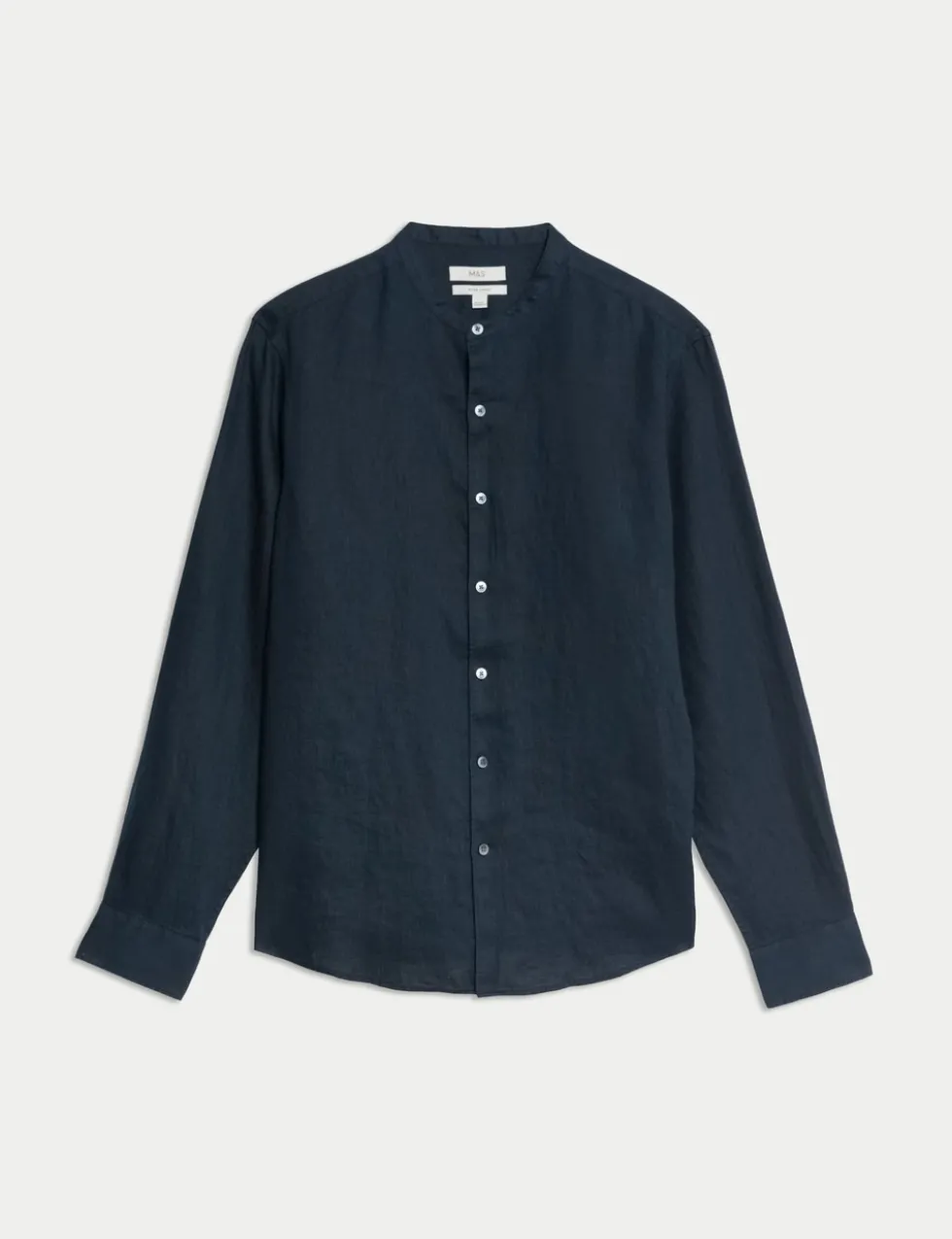 Pure Linen Grandad Collar Shirt