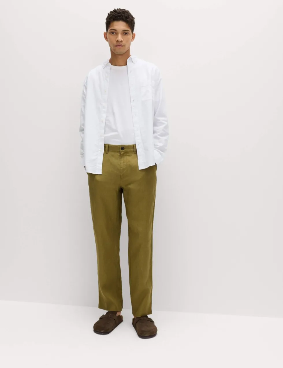 Pure Linen Half- Elasticated Waist Trousers