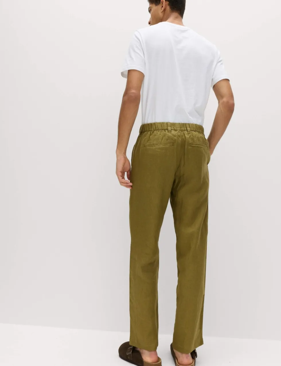 Pure Linen Half- Elasticated Waist Trousers