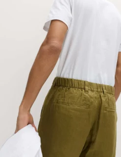 Pure Linen Half- Elasticated Waist Trousers