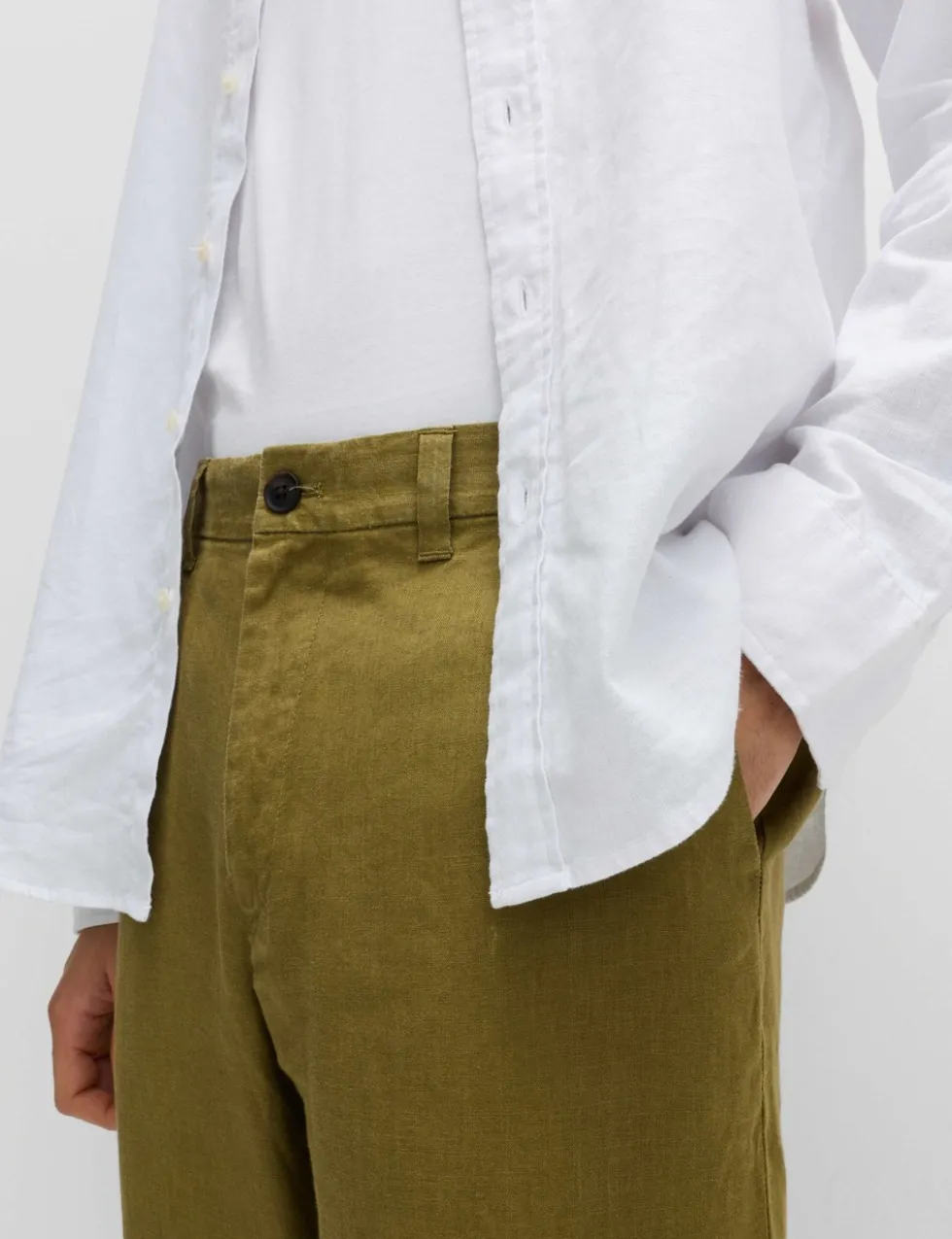 Pure Linen Half- Elasticated Waist Trousers