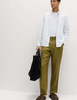 Pure Linen Half- Elasticated Waist Trousers
