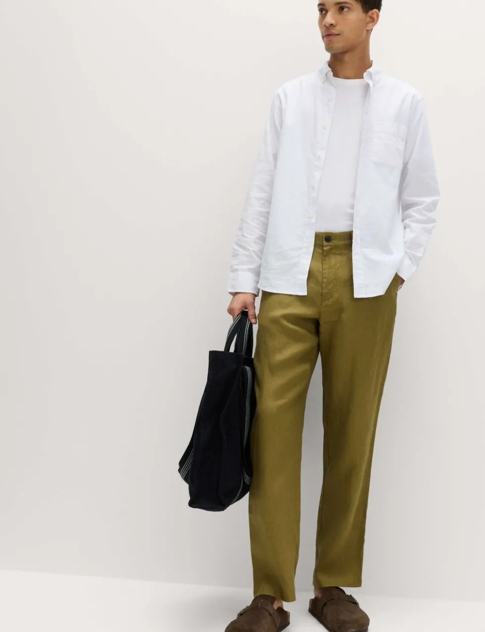 Pure Linen Half- Elasticated Waist Trousers