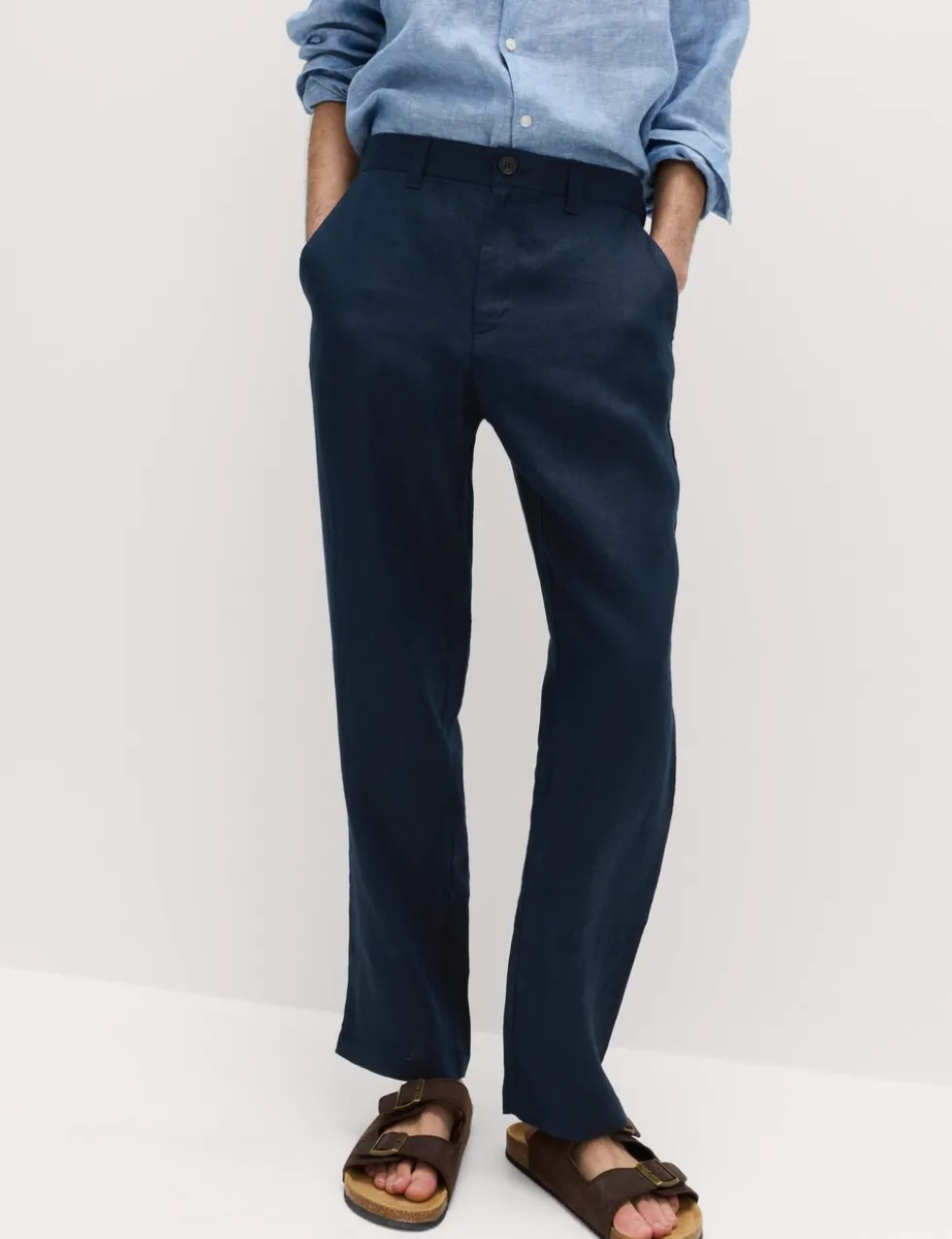 Pure Linen Half- Elasticated Waist Trousers