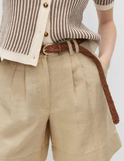 Pure Linen High Waisted Shorts