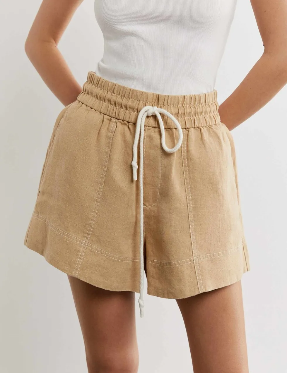 Pure Linen High Waisted Shorts