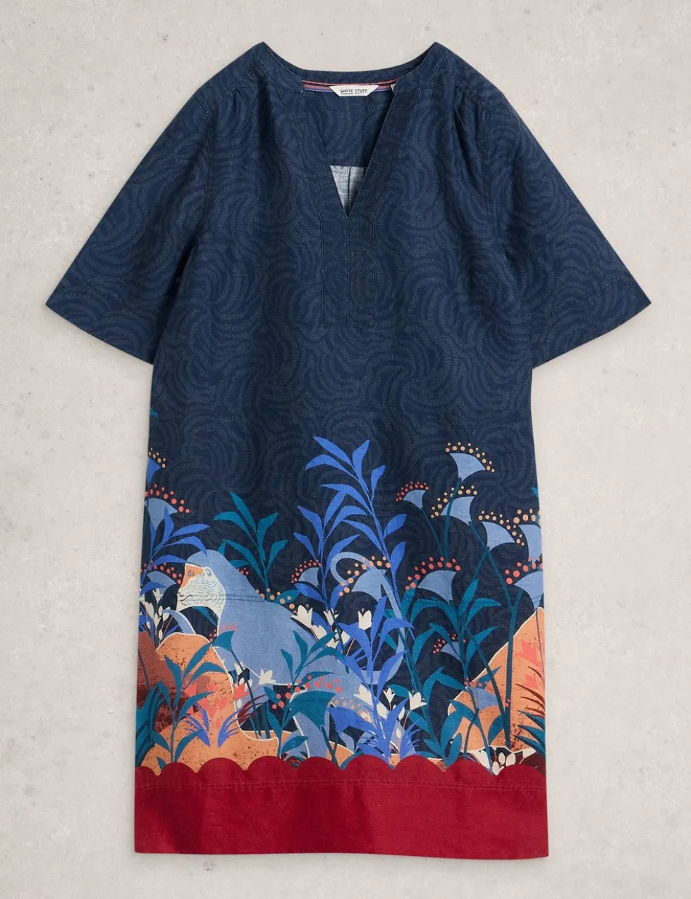 Pure Linen Knee Length Relaxed Tea Dress