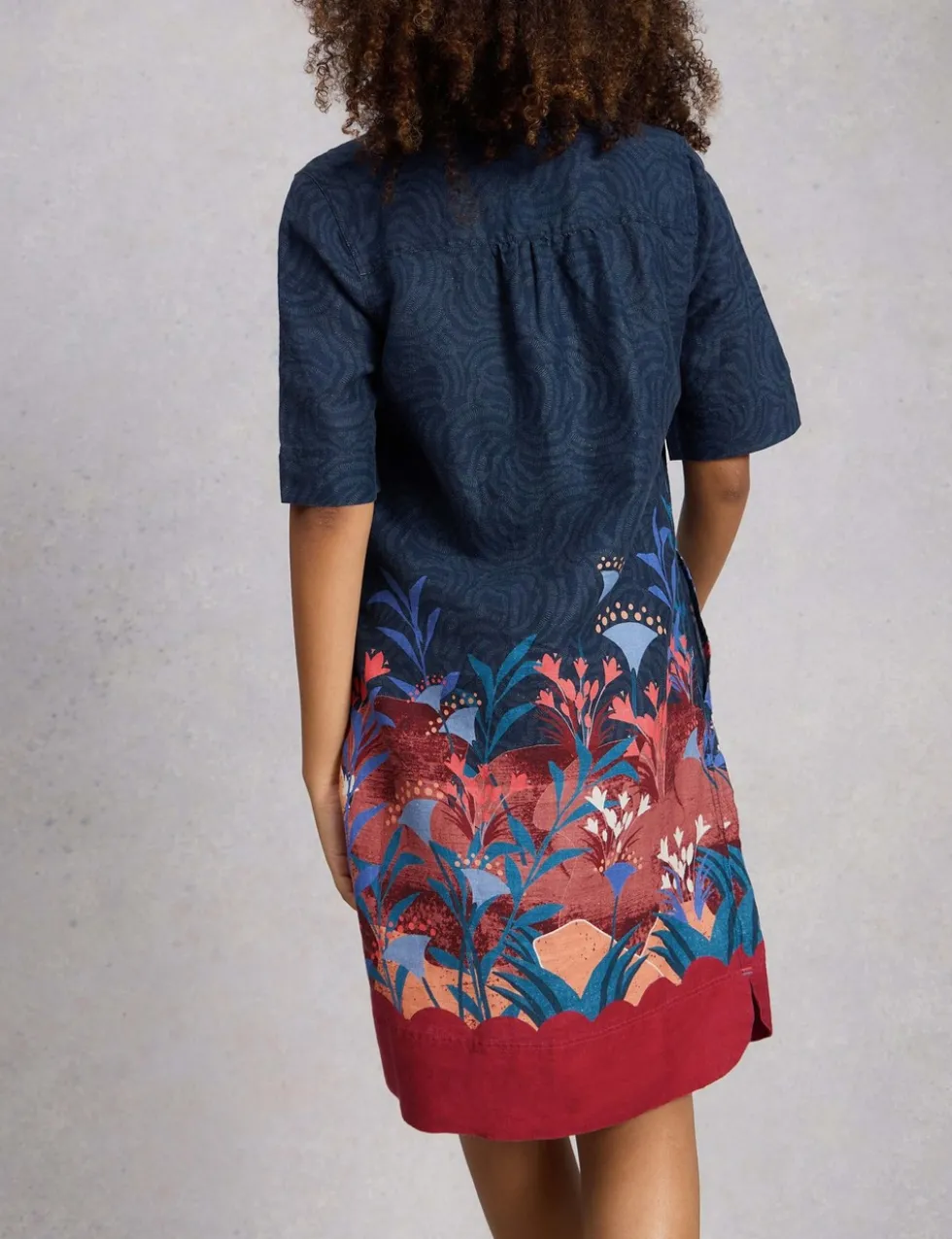 Pure Linen Knee Length Relaxed Tea Dress