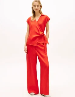 Pure Linen Knot Front Blouse