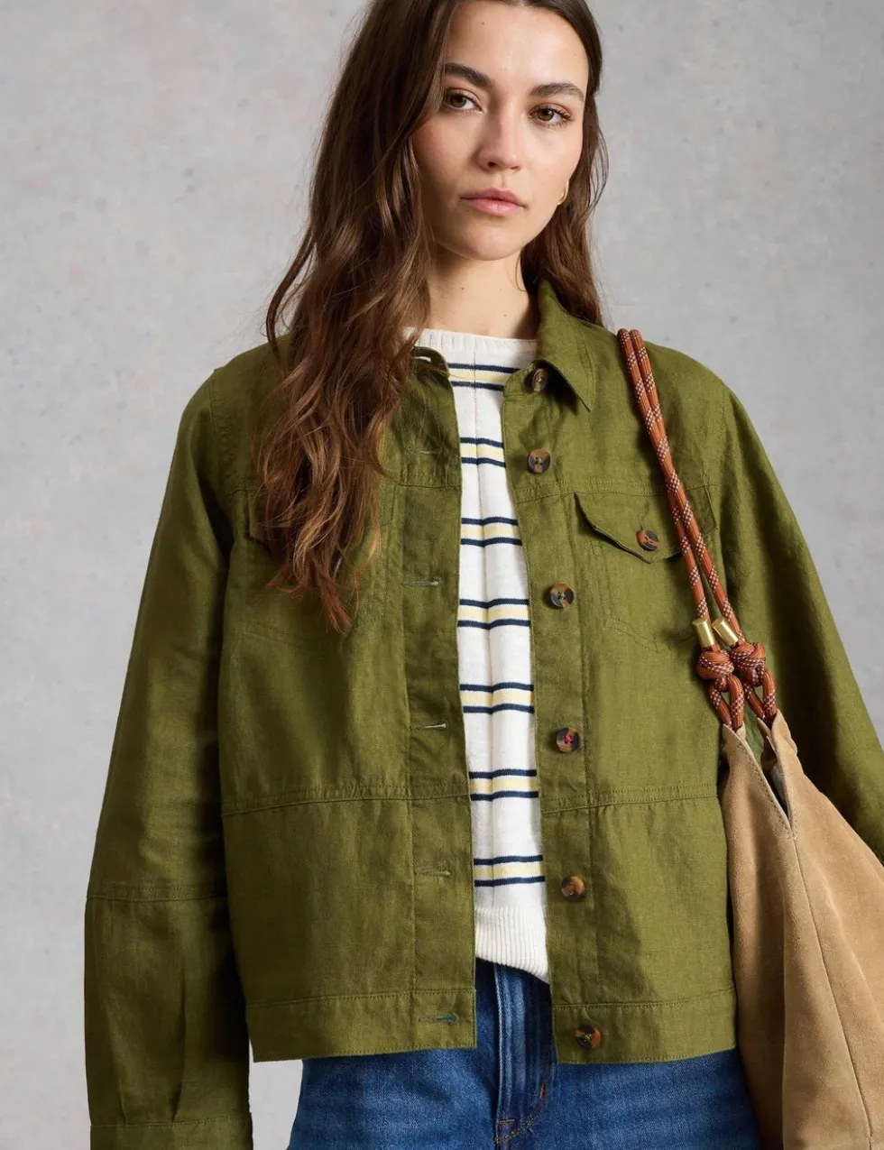 Pure Linen Lightweight Collared Jacket