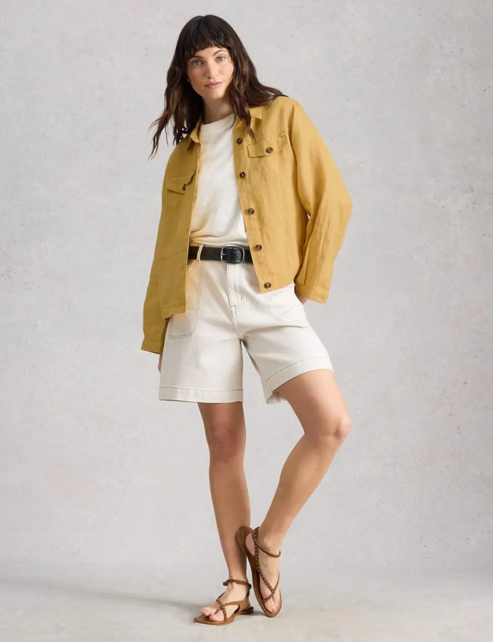 Pure Linen Lightweight Collared Jacket