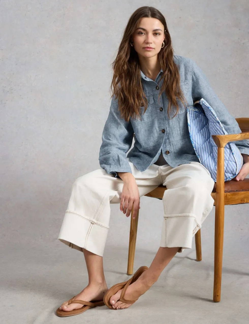 Pure Linen Lightweight Collared Jacket