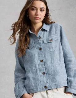 Pure Linen Lightweight Collared Jacket