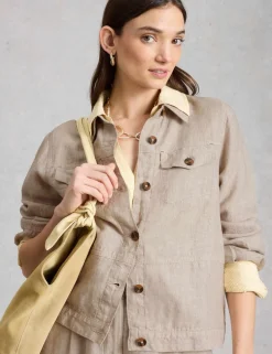 Pure Linen Lightweight Collared Jacket