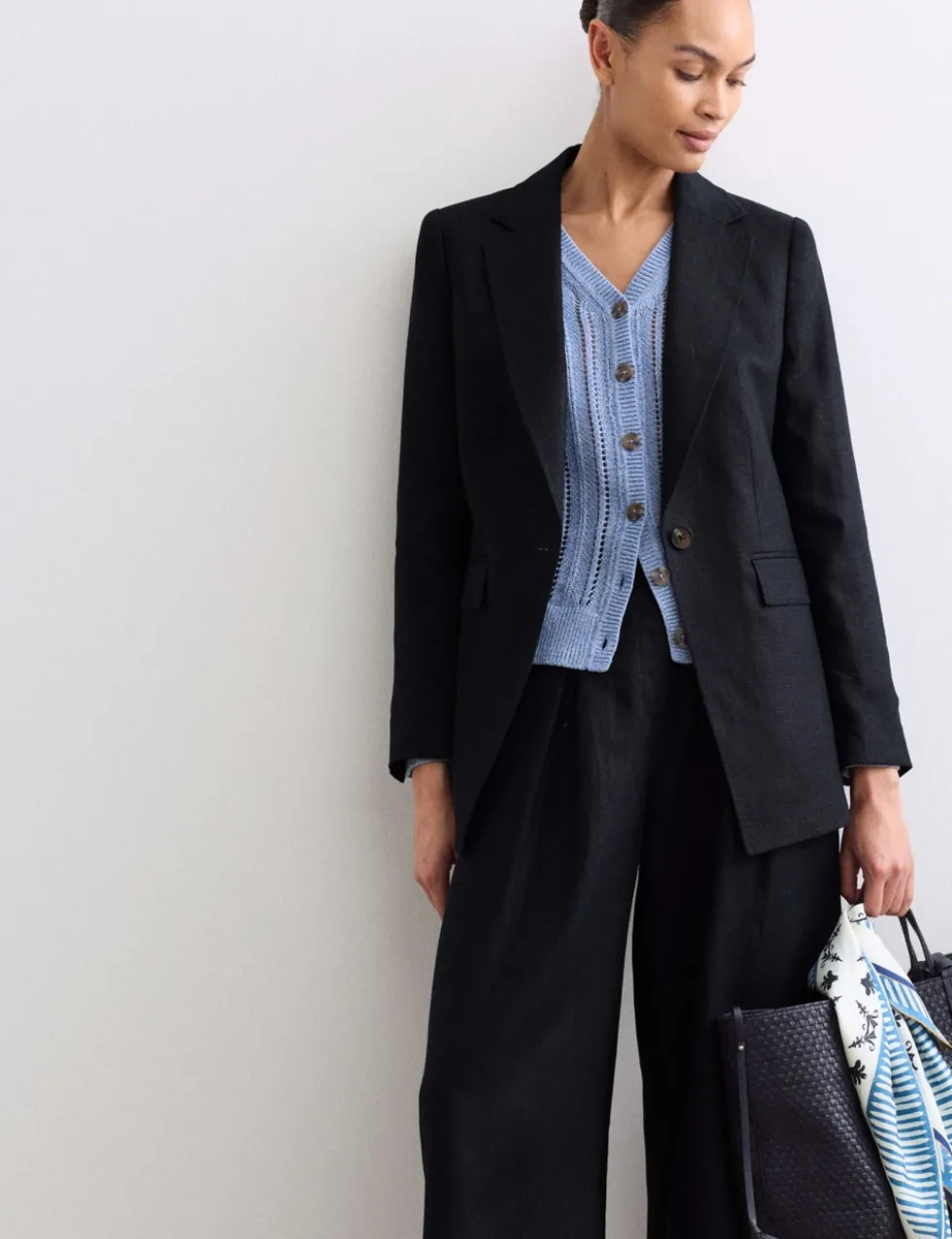 Pure Linen Longline Single Breasted Blazer