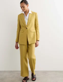 Pure Linen Longline Single Breasted Blazer