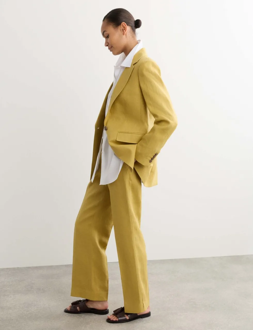 Pure Linen Longline Single Breasted Blazer