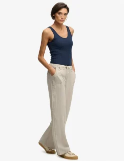 Pure Linen Low Rise Wide Leg Trousers