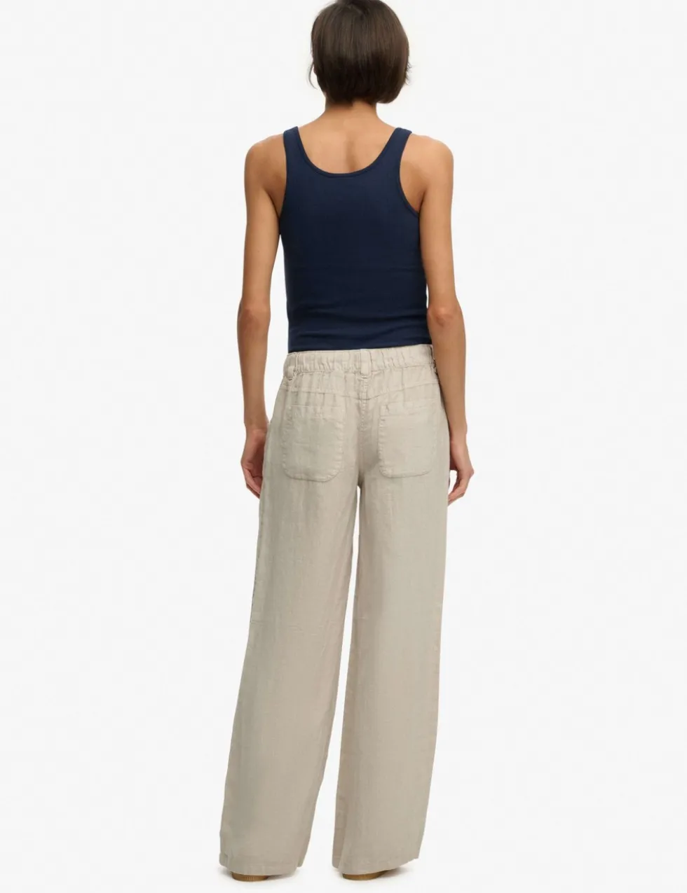 Pure Linen Low Rise Wide Leg Trousers