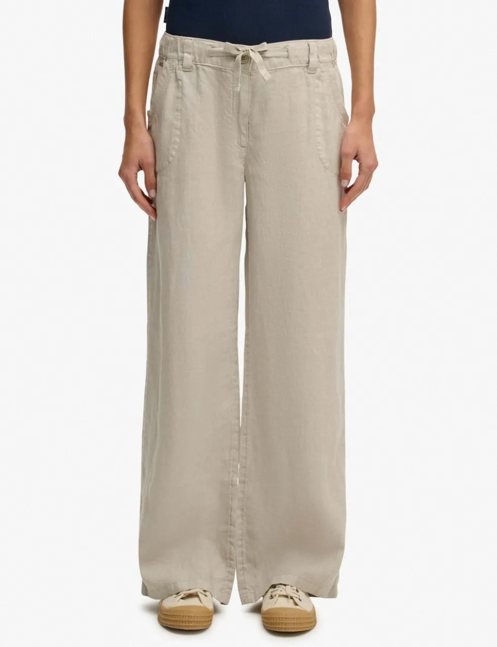 Pure Linen Low Rise Wide Leg Trousers