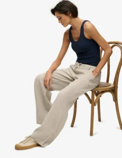 Pure Linen Low Rise Wide Leg Trousers