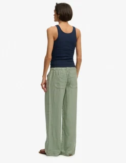 Pure Linen Low Rise Wide Leg Trousers