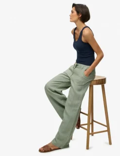 Pure Linen Low Rise Wide Leg Trousers
