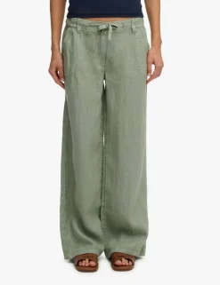 Pure Linen Low Rise Wide Leg Trousers