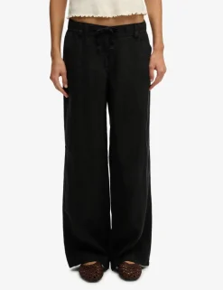 Pure Linen Low Rise Wide Leg Trousers