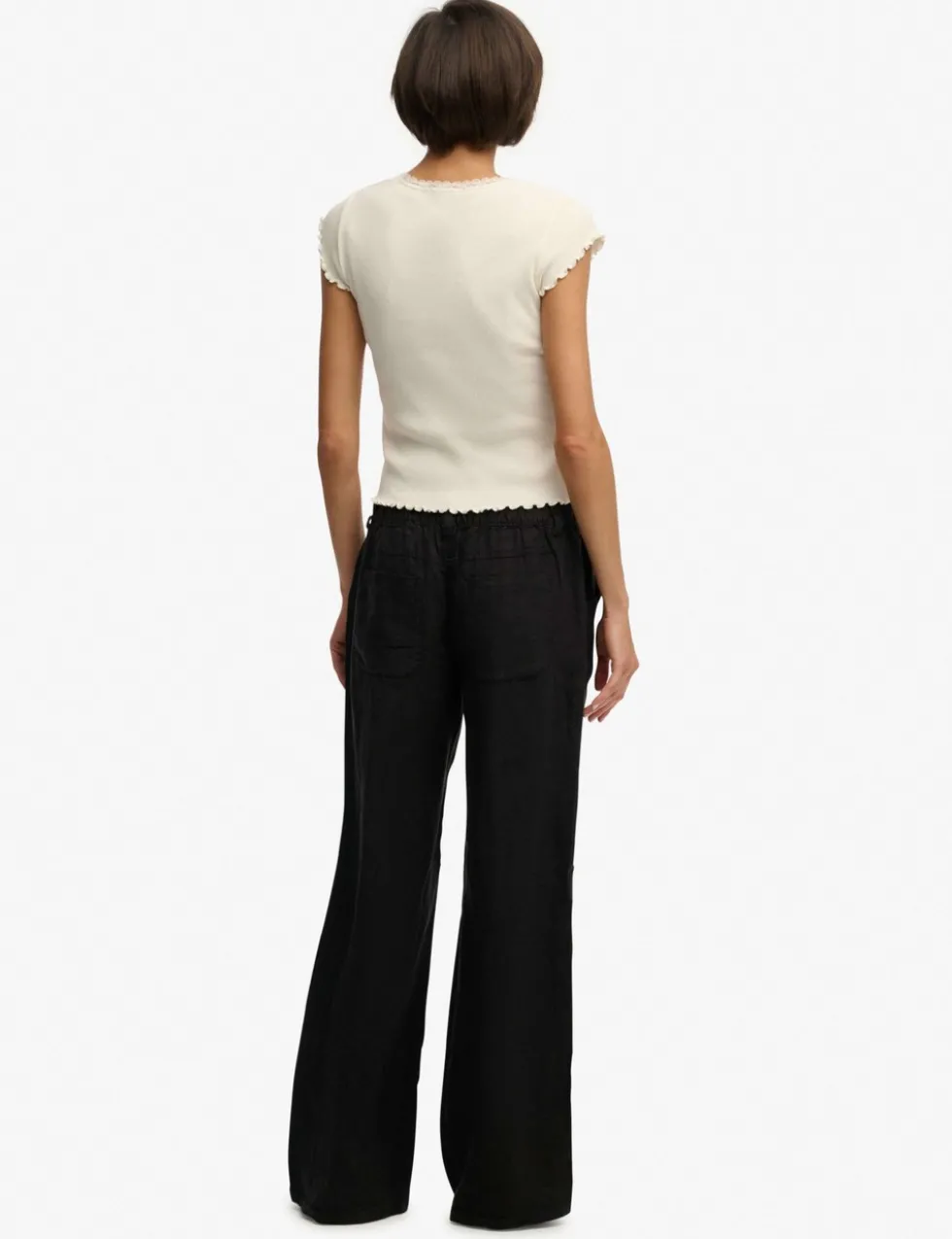 Pure Linen Low Rise Wide Leg Trousers