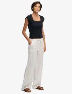 Pure Linen Low Rise Wide Leg Trousers